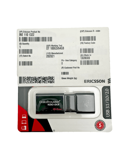 KINGSTON DATATRAVELER 100 G3 USB 3.1/3.0/2.0 64GB x3pc - KLR Automation