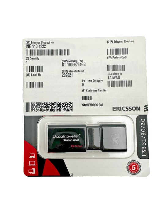 KINGSTON DATATRAVELER 100 G3 USB 3.1/3.0/2.0 64GB x3pc - KLR Automation