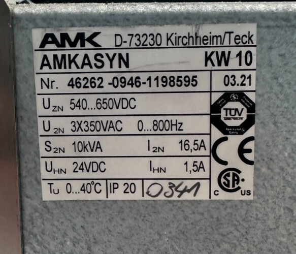 AMK AMKASYN KW 10 10kVA AVEC KW-R03 VERSION 03.21 SERVODRIVE