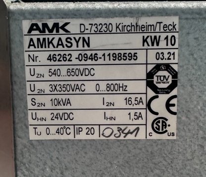 AMK AMKASYN KW 10 10kVA AVEC KW-R03 VERSION 03.21 SERVODRIVE