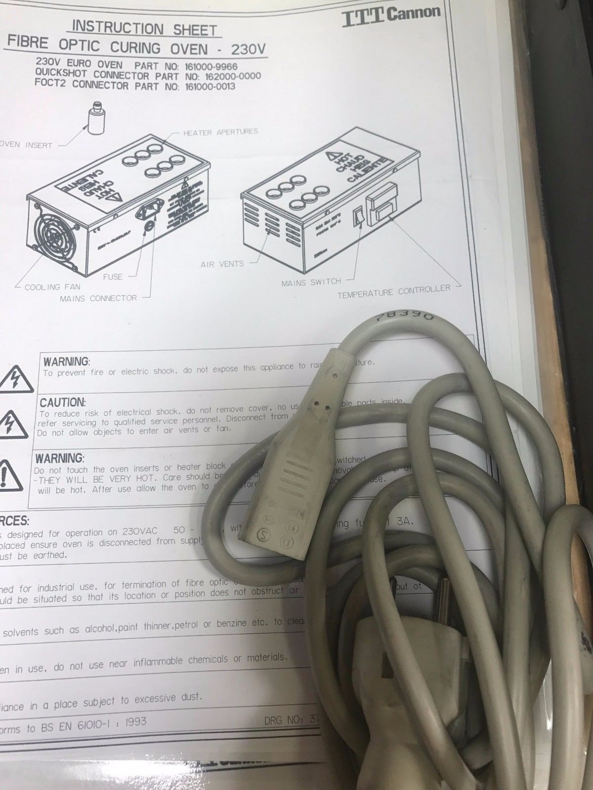 ITT Cannon LAN Connect Fiber optic curing oven / PriorSpec Prior Scientific - KLR Automation