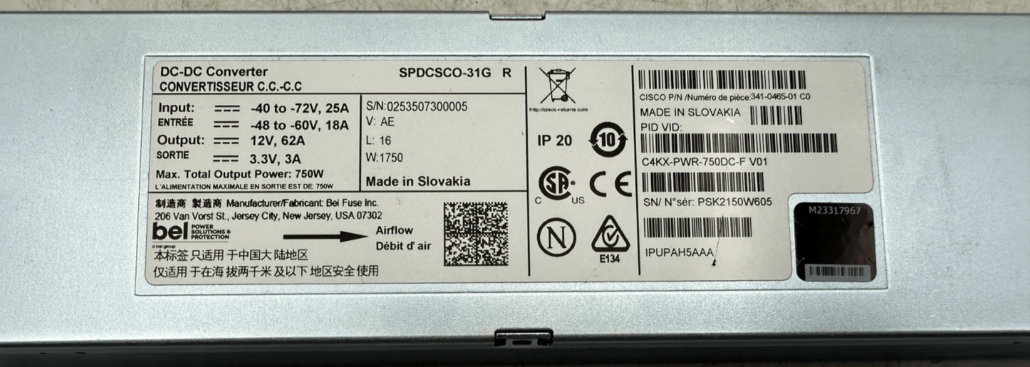CISCO BEI SPDCSCO - 31G R C4KX - PWR - 750DC - F V01 IPUPAH5AAA DC - DC CONVERTER - KLR Automation