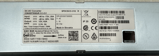 CISCO BEI SPDCSCO - 31G R C4KX - PWR - 750DC - F V01 IPUPAH5AAA DC - DC CONVERTER - KLR Automation