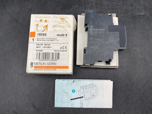 1pc x MERLIN GERIN 19065 MULTI 9 MX+OF NG125 SHUNT TRIP+ON - OFF AUXILIARY - KLR Automation