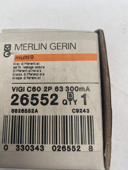 Merlin Gerin Schneider multi 9 vigi c60 26552 2p 63 300mA