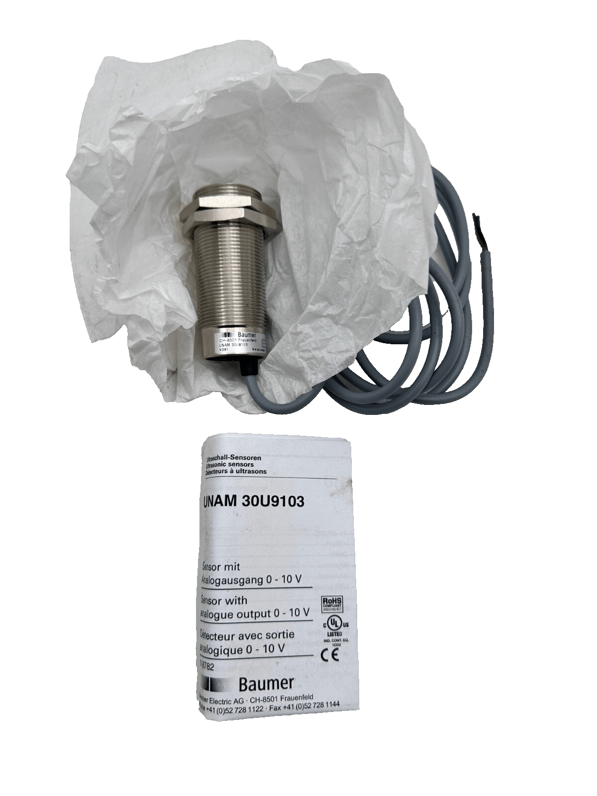 BAUMER CH - 8501 FRAUENFELD UNAM 30U9103 DETECTEUR AVEC SORTIE ANALOGIQUE - KLR Automation