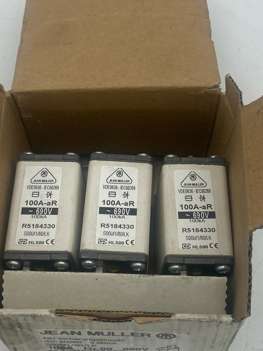 3x pc Jean Muller 100A Gr.00 690V R51843330 - KLR Automation
