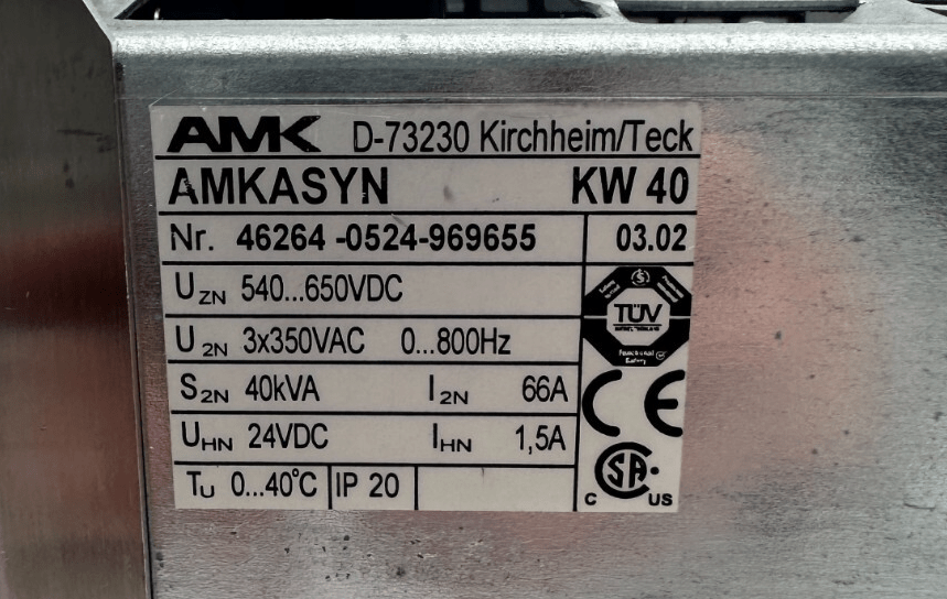 AMK AMKASYN KW 40 AVEC KW - R03 40kVA VERSION 03.02 SERVOMOTEUR - KLR Automation
