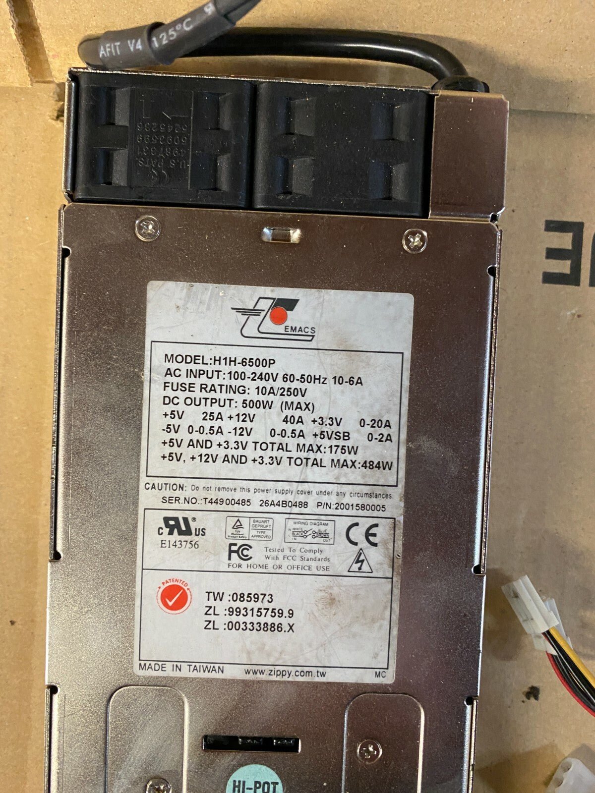 Emacs H1H - 6500P Server Power Supply 500W 12V - KLR Automation