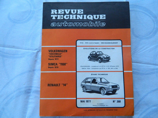 RTA revue technique automobile etat comme neuf RENAULT 14   n  368