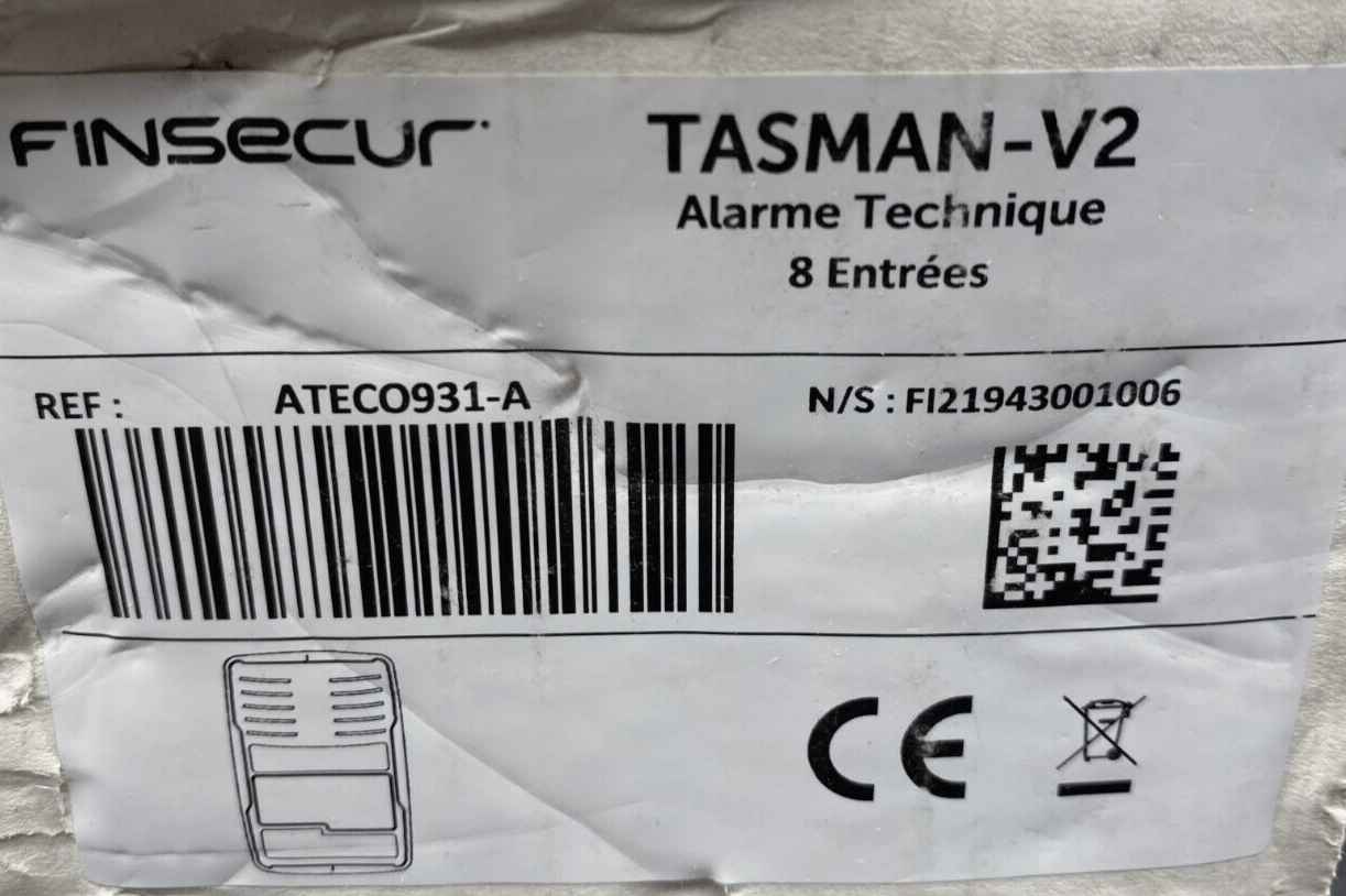 FINSECUR TASMAN 4 - V2 ATECO931 - A ALARME TECHNIQUE 4 ENTREES SOFT 2.2 - KLR Automation