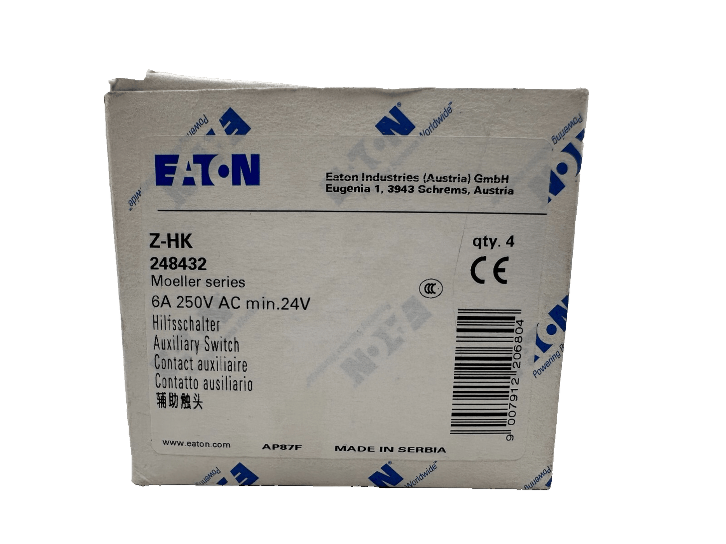 EATON Z - HK 248432 CONTACT AUXILIAIRE 6A 250VAC x4pc - KLR Automation