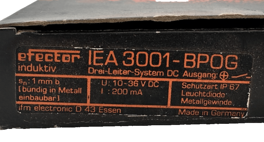 IFM ELECTRONIC EFECTOR IEA 3001 - BPOG CAPTEUR DE PROXIMITE 10 - 36 VDC 200 mA - KLR Automation