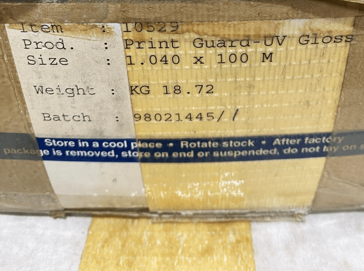 SEAL PRINT GUARD - UV GLOSS 98021445 10529 1040mm x 100M x1pc - KLR Automation