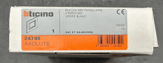BTICINO AXOLUTE 24740 PLAQUE RECTANGULAIRE 2 MODULES VERRE BLANC - KLR Automation