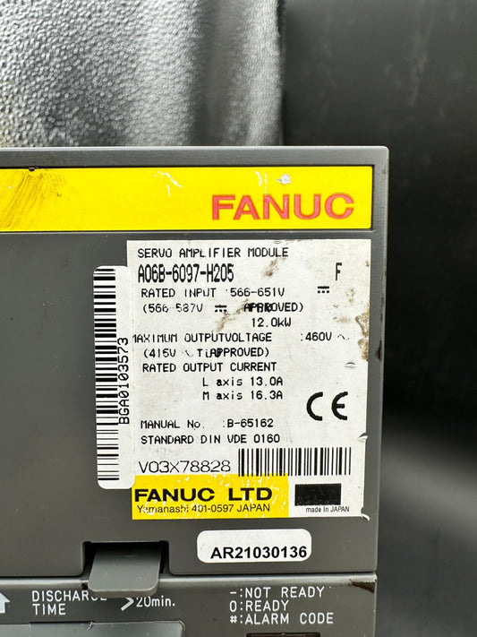 FANUC SERVO AMPLIFIER MODULE A06B-6097-H205 MODULE Tested Warranty