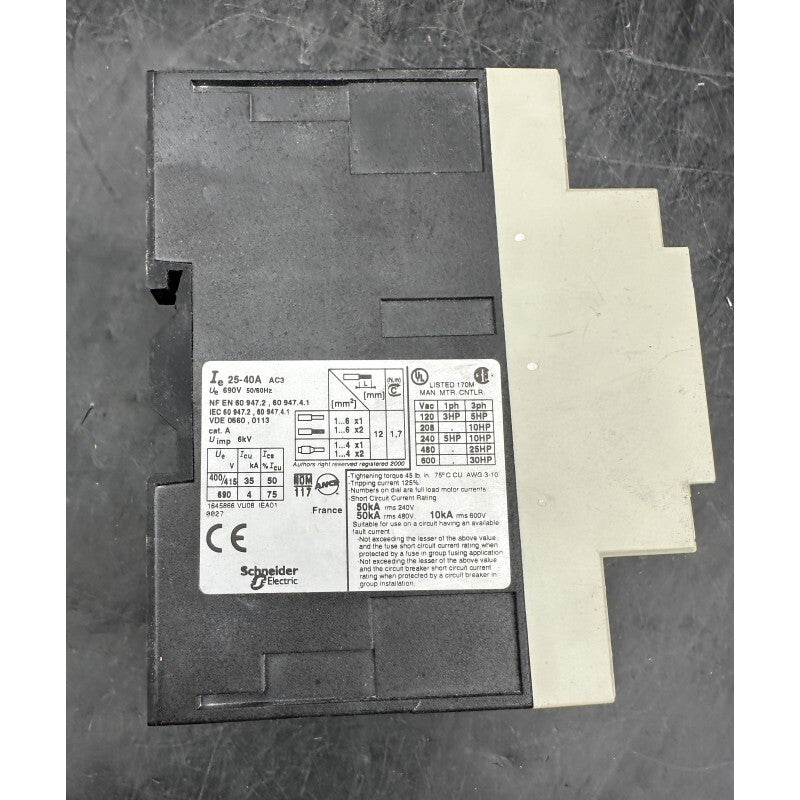 TELEMECANIQUE GV3 - M40 + GV1 - A01 CONTACTEUR - KLR Automation