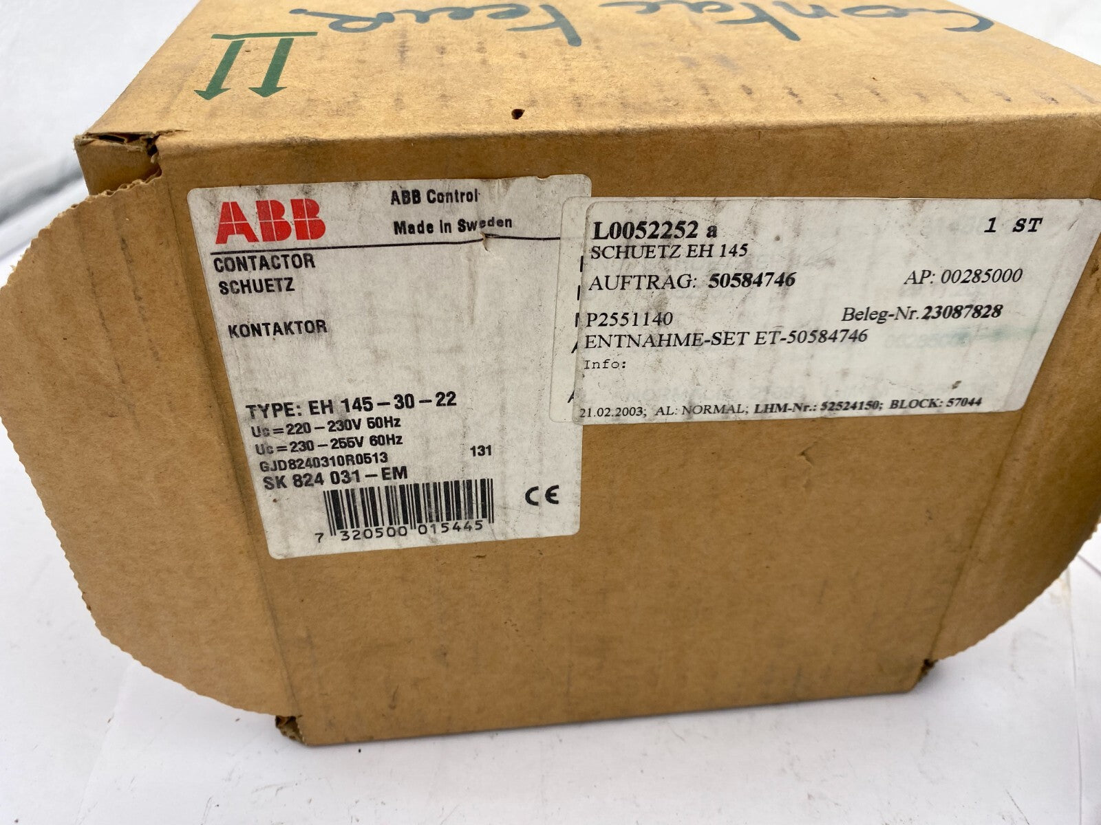 1pc x ABB CONTACTOR L0052252 TYPE EH 145-30-22