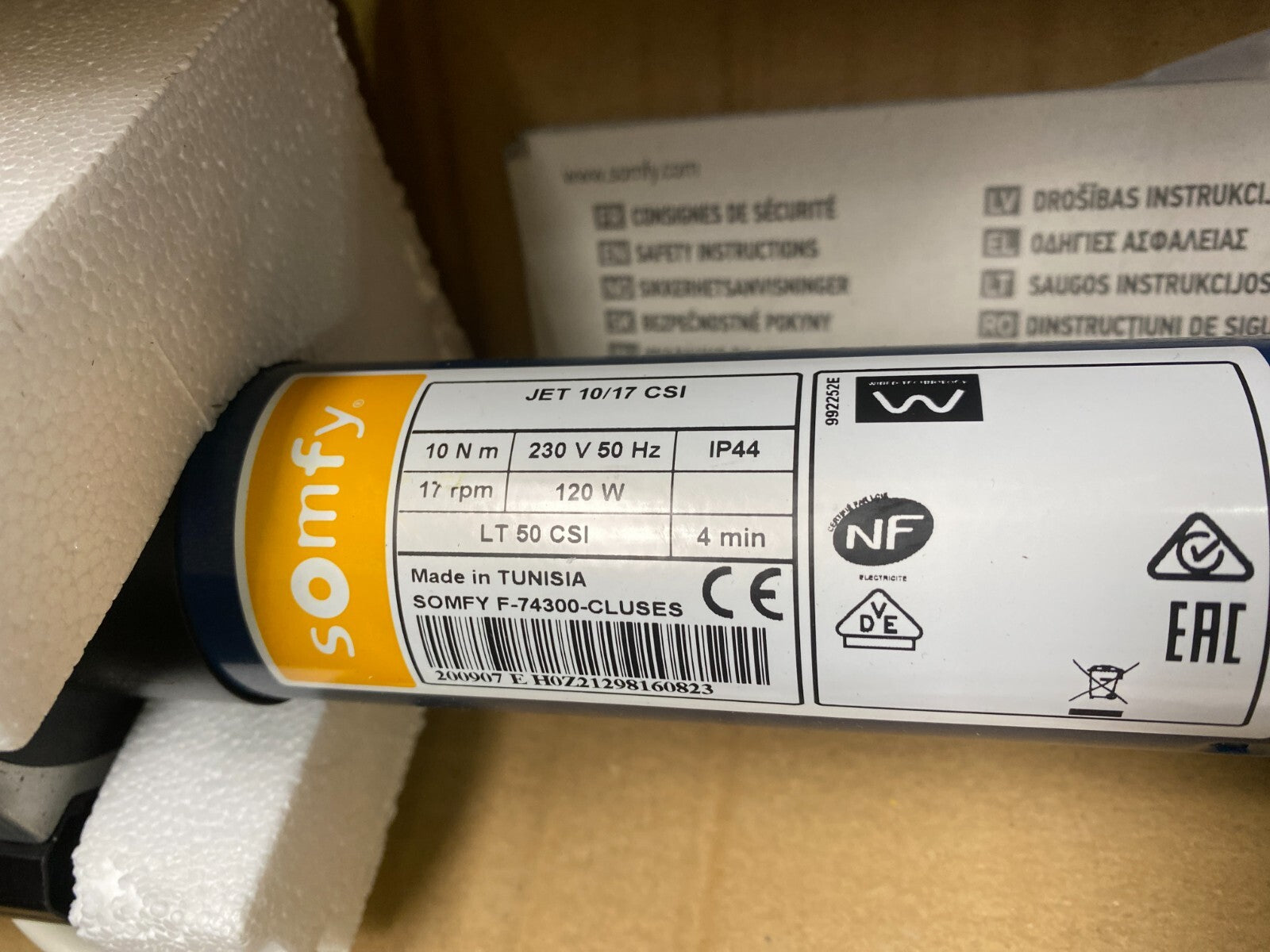 1pc x SOMFY LT 50 CSI LT JET 10/17 CSI VVF 2.5m WIRED TECHNOLOGY ROLLER SHUTTER