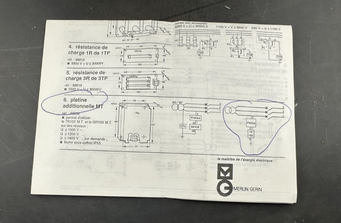 MERLIN GERIN 1464098 50250 VIGILOHM 1000VCA 1200VCC PLATINE ADDITIONNELLE TR10X - KLR Automation