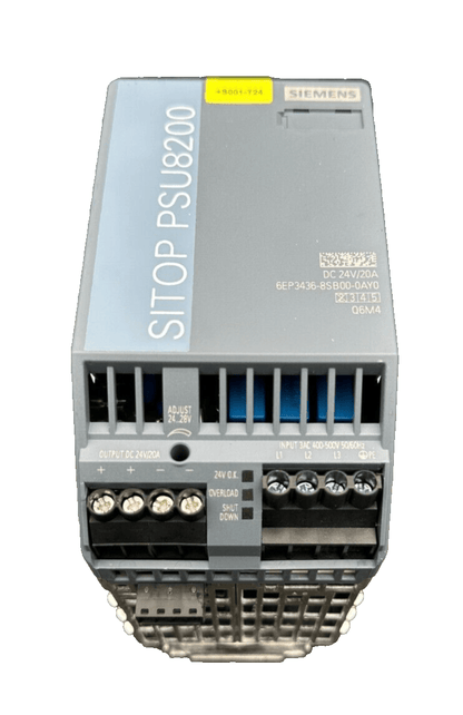 SIEMENS 6EP3436 - 8SB00 - 0AY0 DC 24V/20A SITOP PSU8200 POWER SUPPLY x2pc - KLR Automation