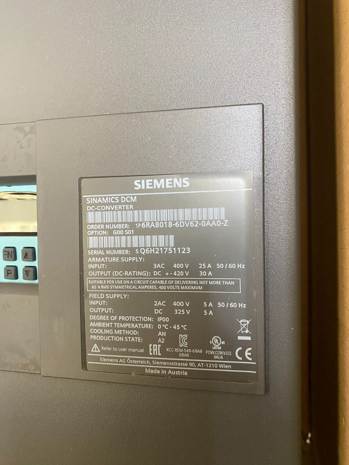 SIEMENS 6RA8018-6DV62-0AA0-Z G00 S01 SINAMICS DCM DC-CONVERTER NEW IN BOX