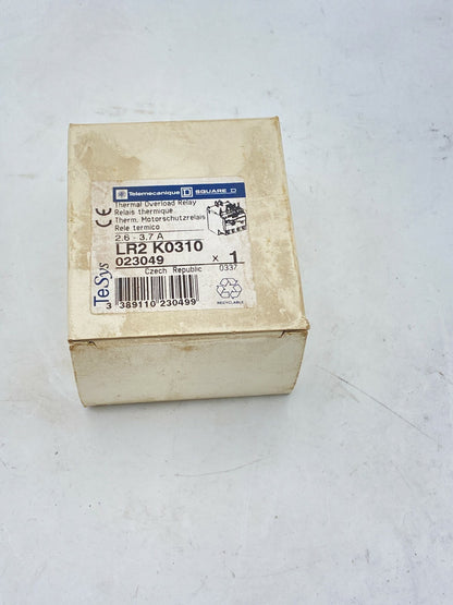Schneider Electric LR2 K0310 Thermal Overload Relay 2.6 - 3.7A NEW - KLR Automation