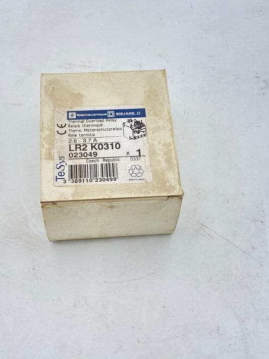 Schneider Electric LR2 K0310 Thermal Overload Relay 2.6 - 3.7A NEW - KLR Automation