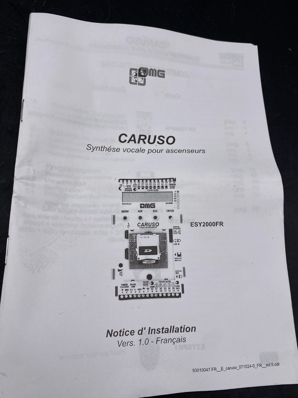 DMG CARUSO VOICE SYNTHESIZER ESY2000FR ELEVATOR PARTS LIFT - KLR Automation
