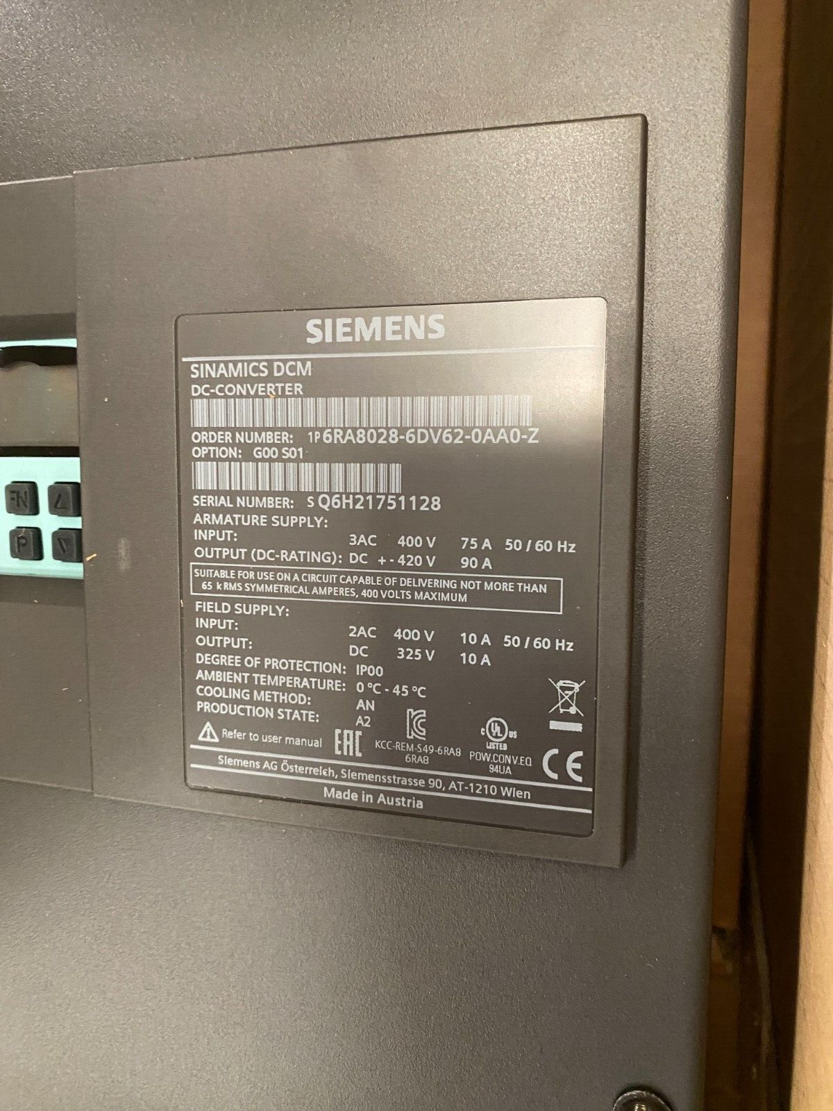 SIEMENS 6RA8028-6DV62-0AA0-Z G00 S01 SINAMICS DCM DC-CONVERTER NEW IN BOX