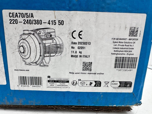 LOWARA CEA70/5/A 220 - 240/380 - 415 50 POMPE CENTRIFUGE - KLR Automation
