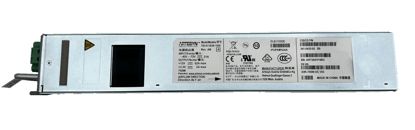 ARTESYN 700 - 013838 - 1000 A9K - 750W - DC V03 341 - 0435 - 02 750W POWER SUPPLY - KLR Automation