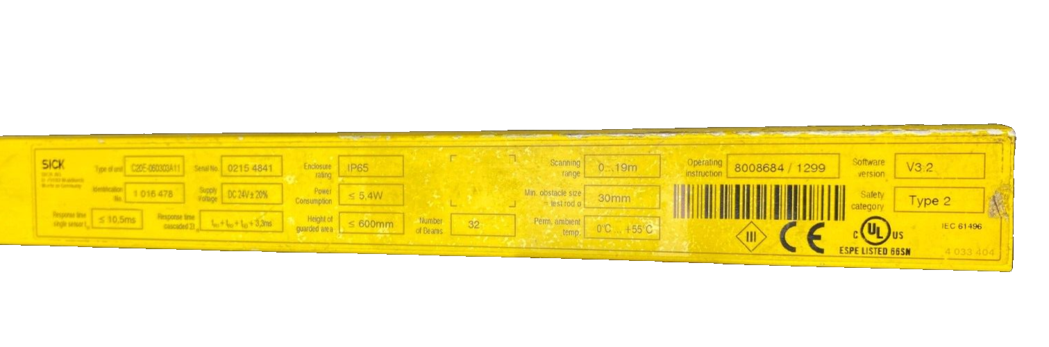 SICK C2000 C20E-060303A11 1016478 LIGHT CURTAIN SENDER