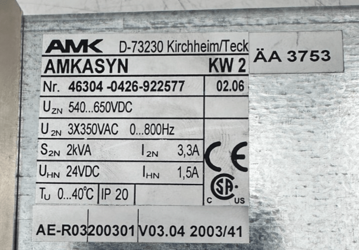 AMK AMKASYN KW2 SERVO DRIVER + KW - R03 - KLR Automation