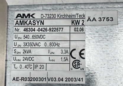 AMK AMKASYN KW2 SERVO DRIVER + KW - R03 - KLR Automation