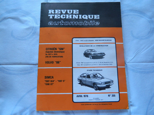 RTA  revue technique automobile etat comme neuf   SIMCA 1307 GLS S GT  n 355
