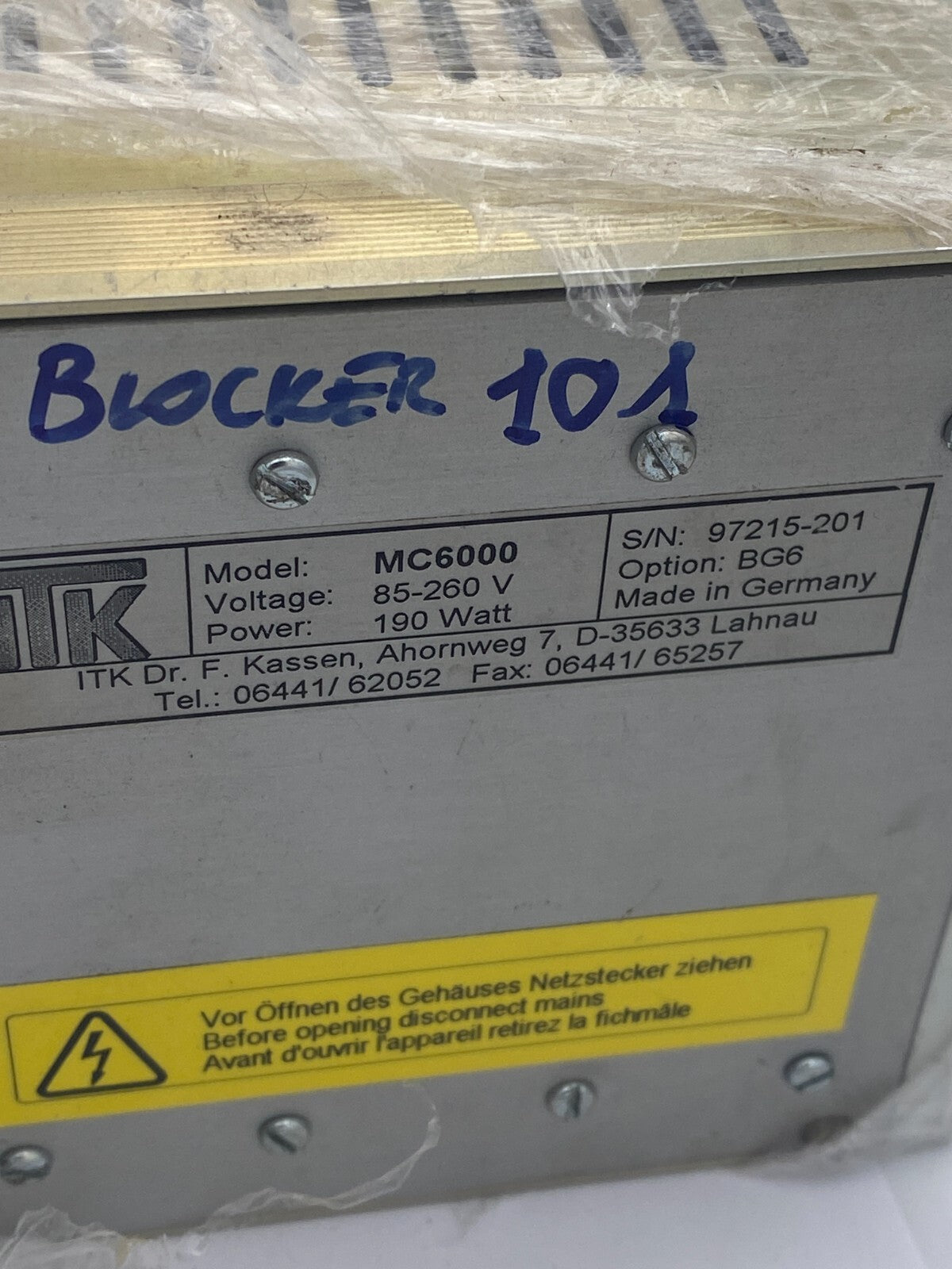 ITK MC6000 CPU ASSEMBLY Opt BG6
