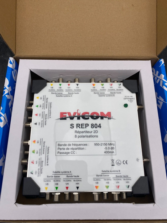 EVICOM S REP 804 REPARTITEUR 950 -2 150MHz 8 ENTREES ET 2x8 SORTIES