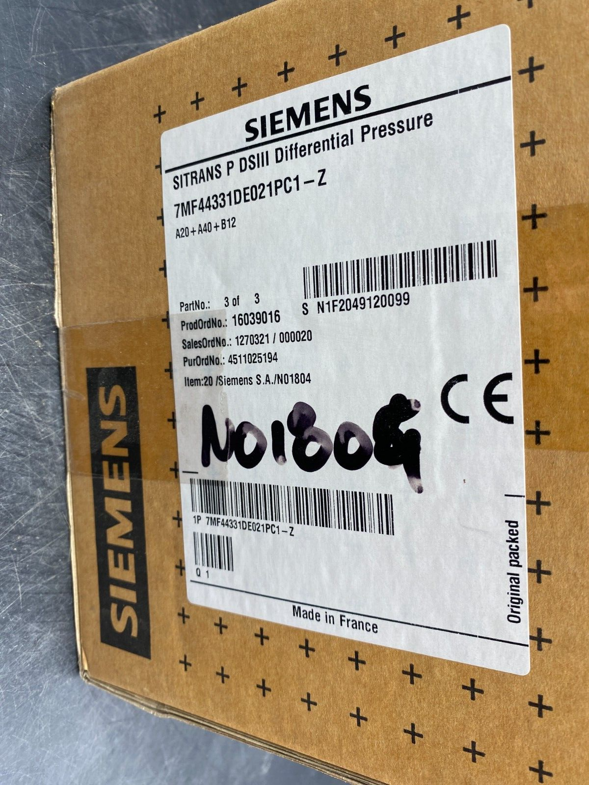 SIEMENS SITRANS P DSIII DIFFERENTIAL PRESSURE 7MF44331DE021PC1-Z 7MF4433