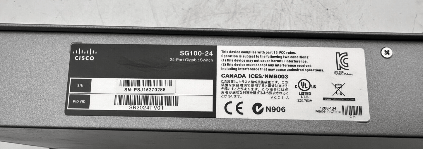 CISCO SG100 - 24 24 - PORT GIGABIT SWITCH - KLR Automation