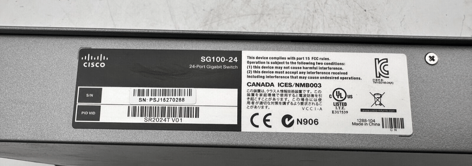 CISCO SG100 - 24 24 - PORT GIGABIT SWITCH - KLR Automation