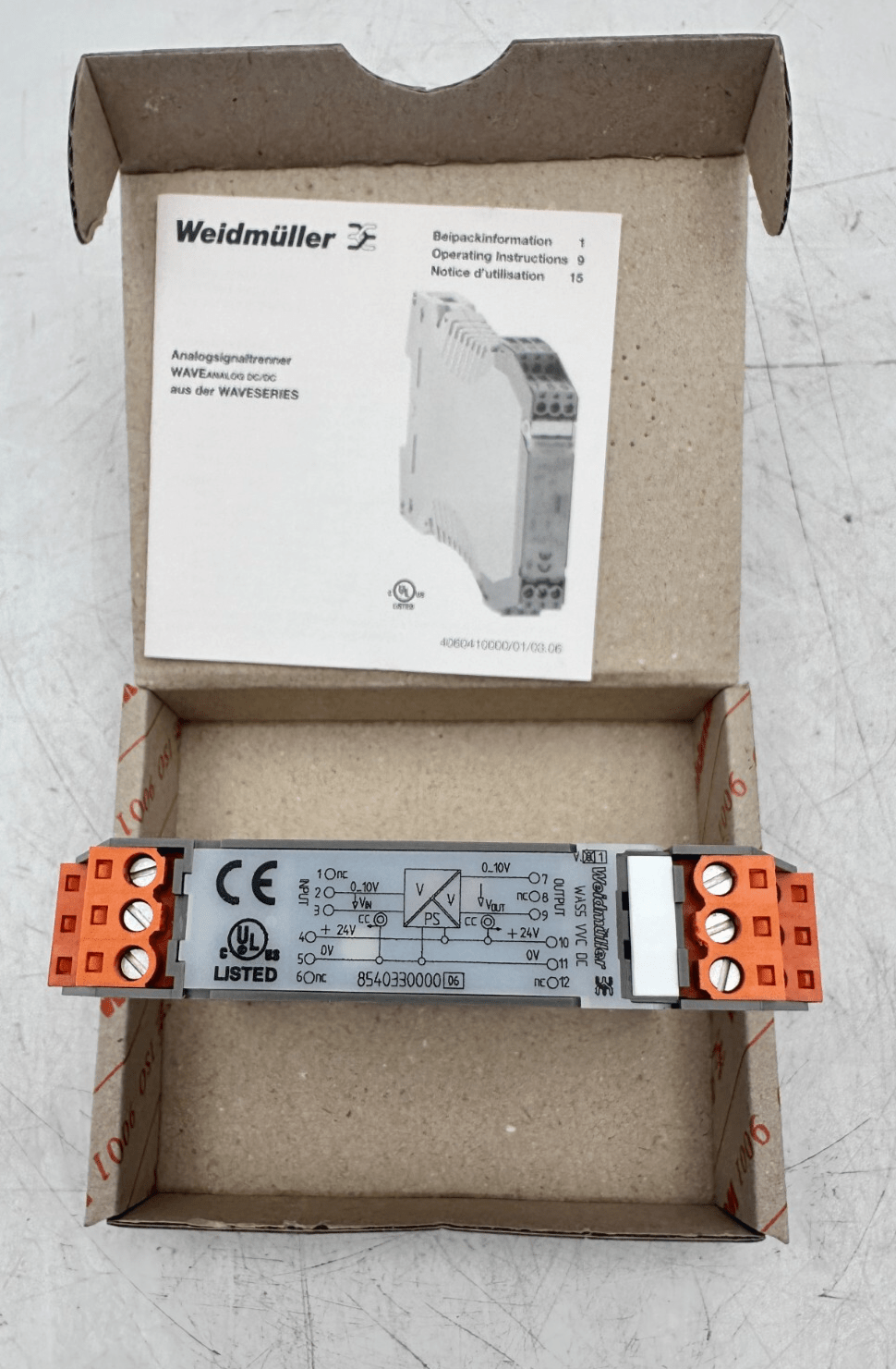 WEIDMULLER WAS5 VVC DC 8540330000 0 - 10V x1pc - KLR Automation