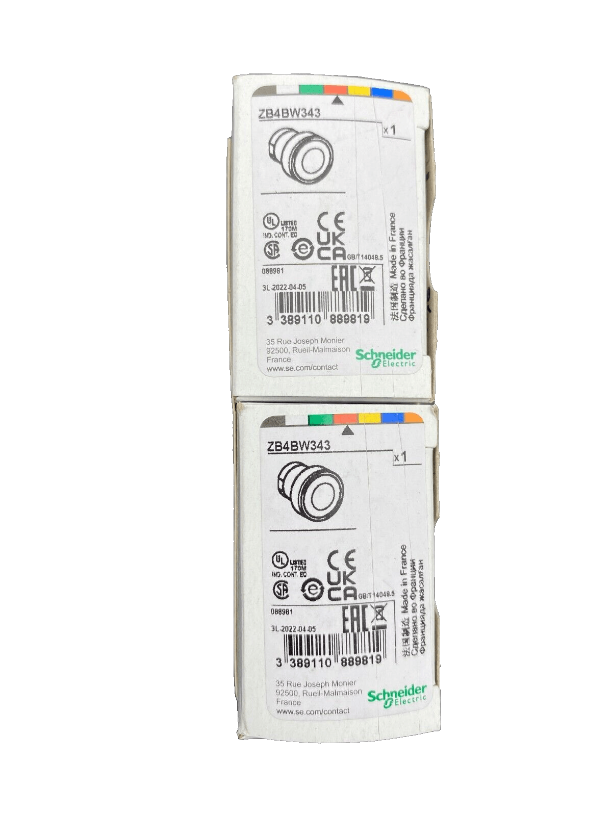 SCHNEIDER ELECTRIC ZB4BW343 BOUTON POUSSOIR ROUGE x8pc - KLR Automation