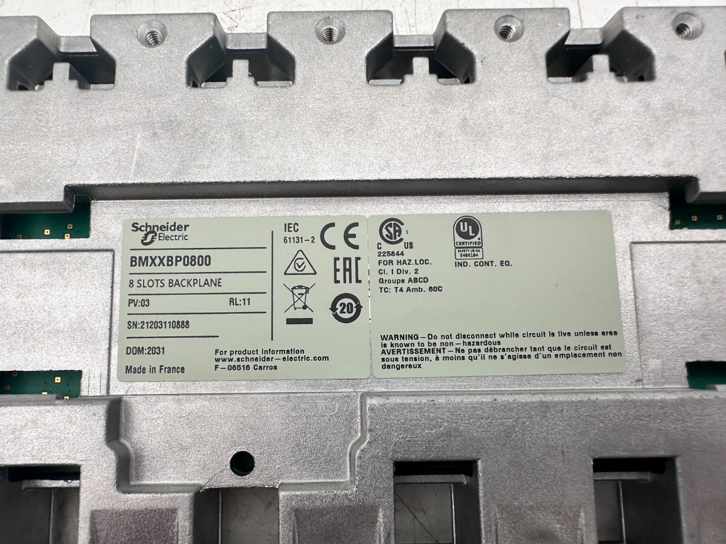 SCHNEIDER ELECTRIC BMXXBP0800 8 SLOTS BACKPLANE PV 03 RL 11 - KLR Automation