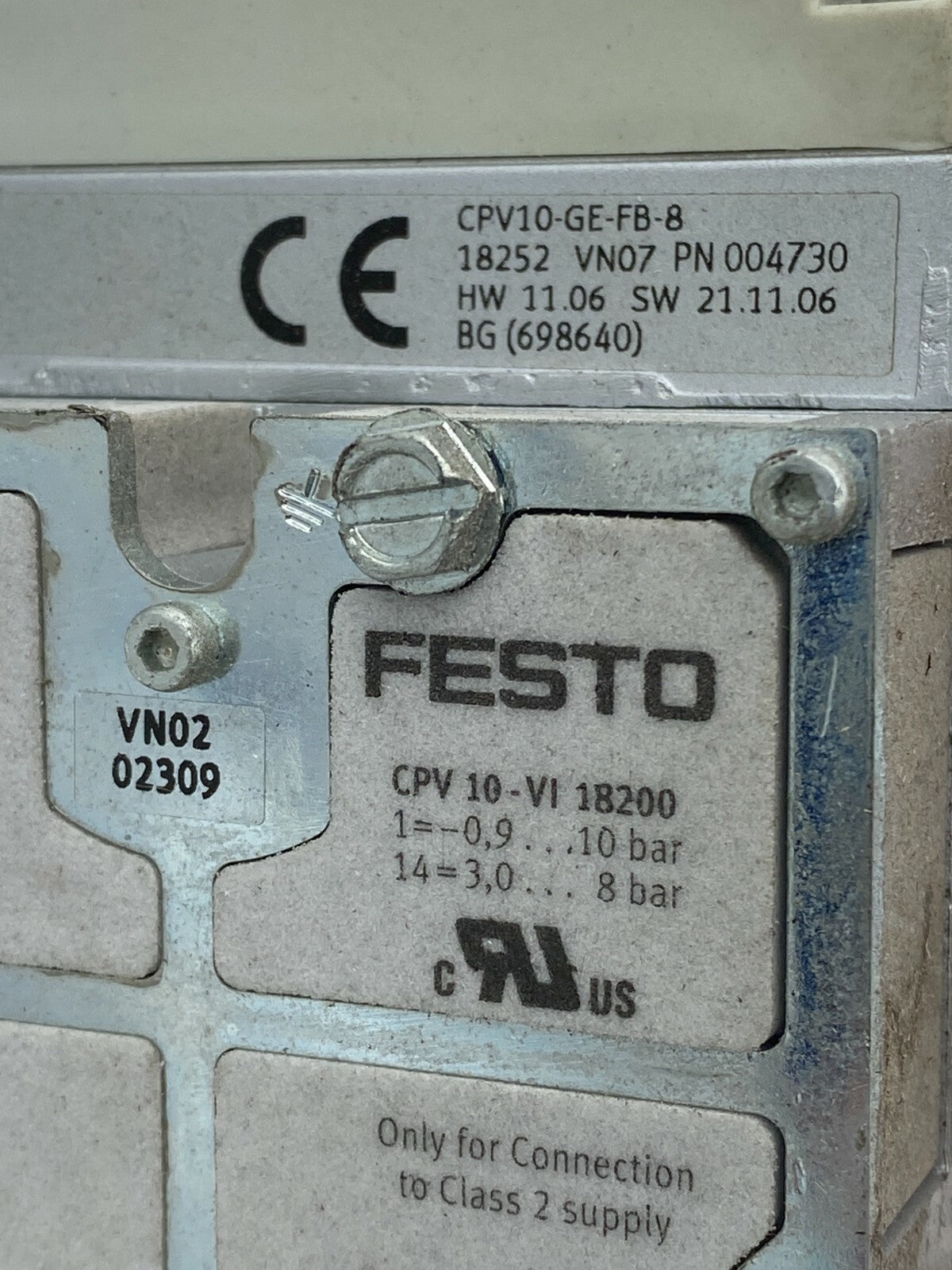FESTO CPV10-GE-FB-8 18252 + 6pc 161416 18200