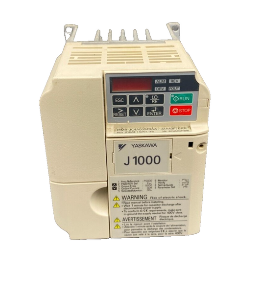 YASKAWA J 1000 CIMR-JC4A0004BAA TYPE JZA40P7BAA INVERTER