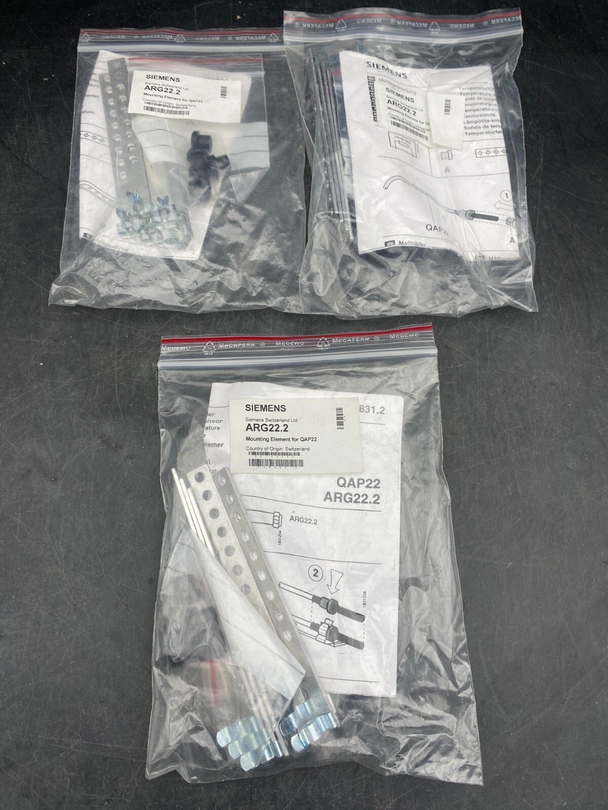 LOT DE 3 SIEMENS ARG22.2 MOUNTING ELEMENT FOR QAP22