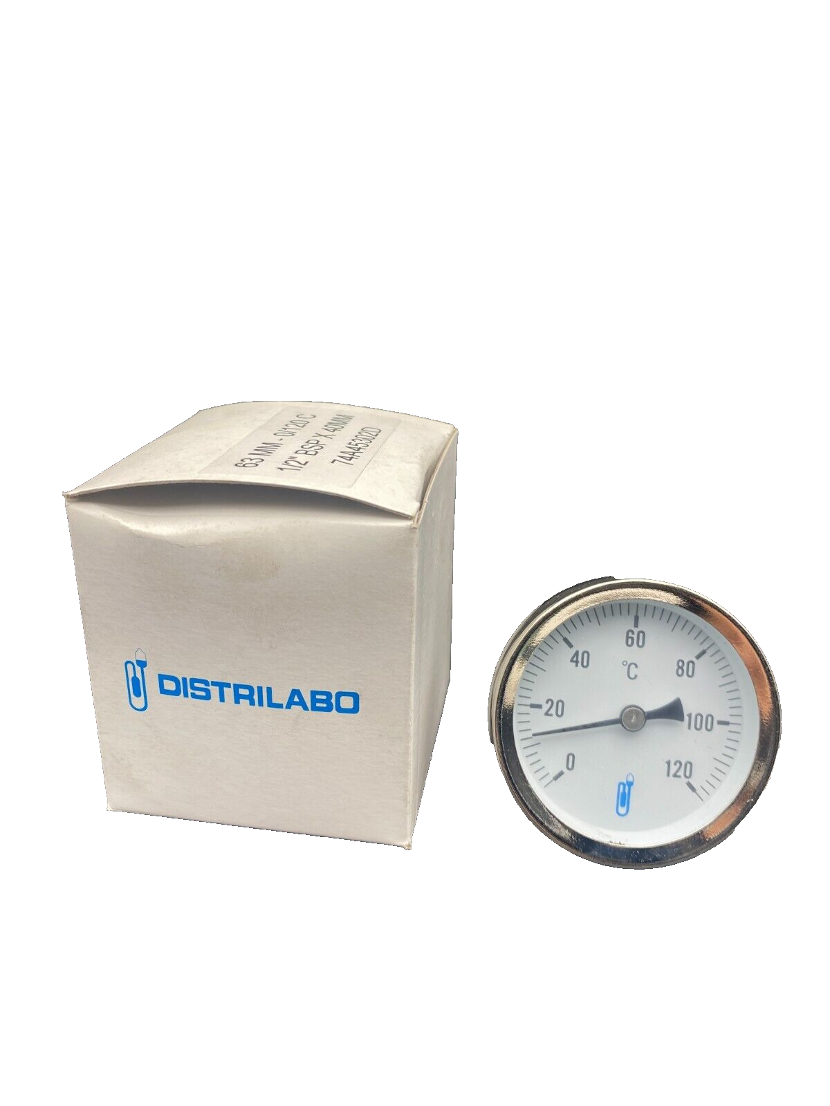 LOT DE 5 DISTRILABO 74A45302D 63mm 0/120 C 1/2" BSP x 40mm THERMOMETRE A CADRAN