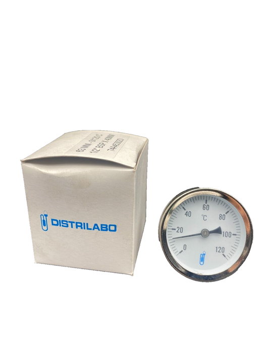 LOT DE 5 DISTRILABO 74A45302D 63mm 0/120 C 1/2" BSP x 40mm THERMOMETRE A CADRAN