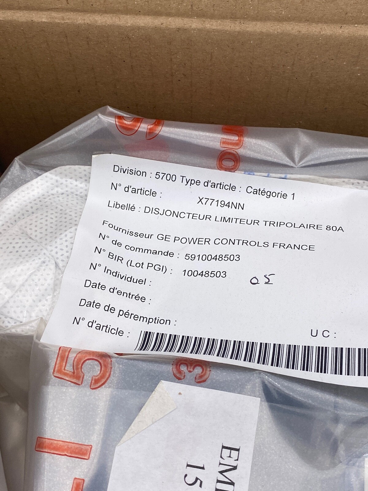 GE General Electric Record D125 ABB Disjoncteur X77194NN 80A - KLR Automation